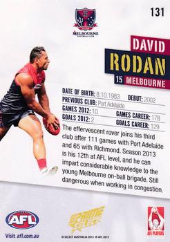 2013 Select Prime AFL #131 David Rodan Back
